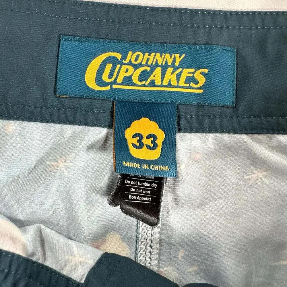 Johnny Cupcakes All-Over Print Cannon and Knife Pattern Swim Boardshorts